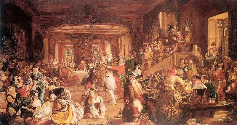 Maclise, Daniel Merry Christmas in the Baron's Hall Germany oil painting art